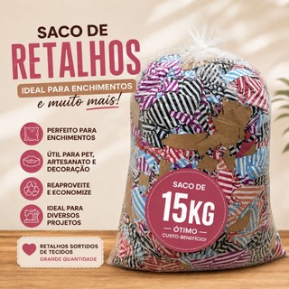 Saco de Retalho 15 Kg Tecidos Sortidos Para Enchimento Saco de Pancada, Puff e almofadas