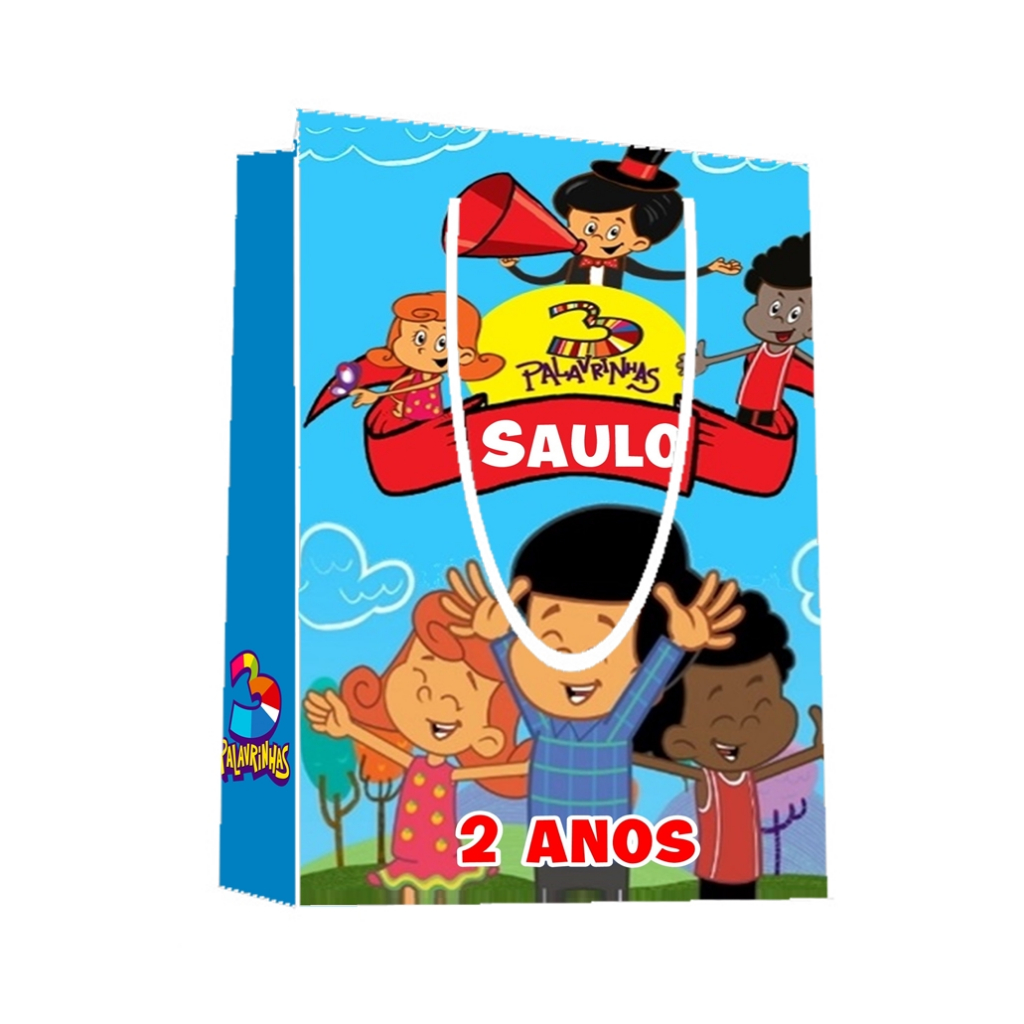 Sacolinha 3 Palavrinhas Personalizada para Aniversário/ Lembrancinha Festa Infantil / Qualquer nome e idade