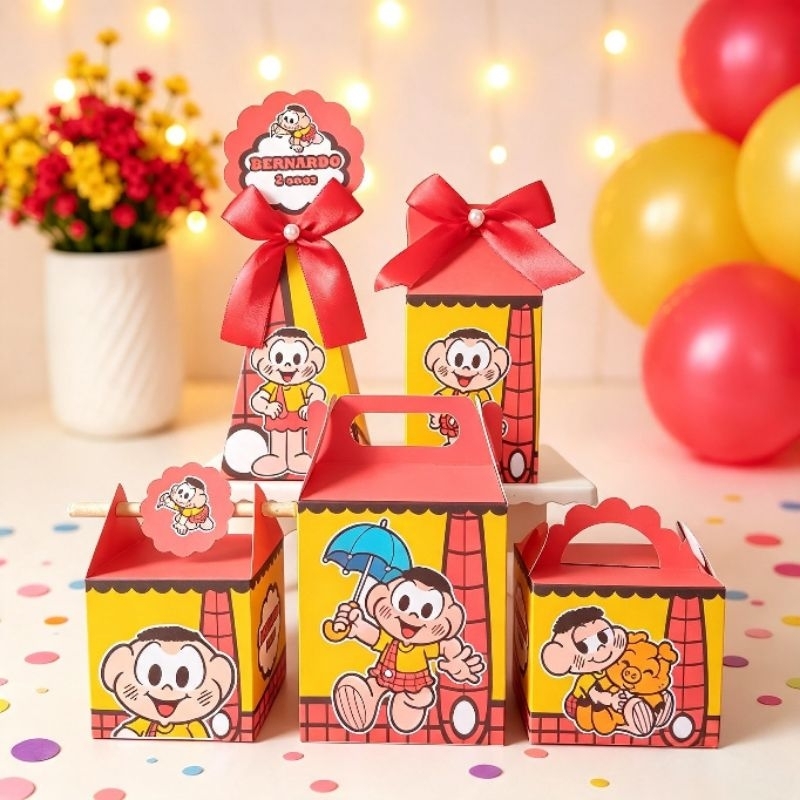 (PEGUE E MONTE) - Caixinhas Personalizadas Turma da Mônica Cascão aniversário/Kit Lembrancinha/Decoração