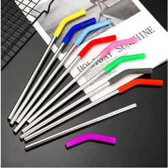 Canudo inox reutilizável em aço inoxidável com ponta de silicone para copos térmicos de 40oz