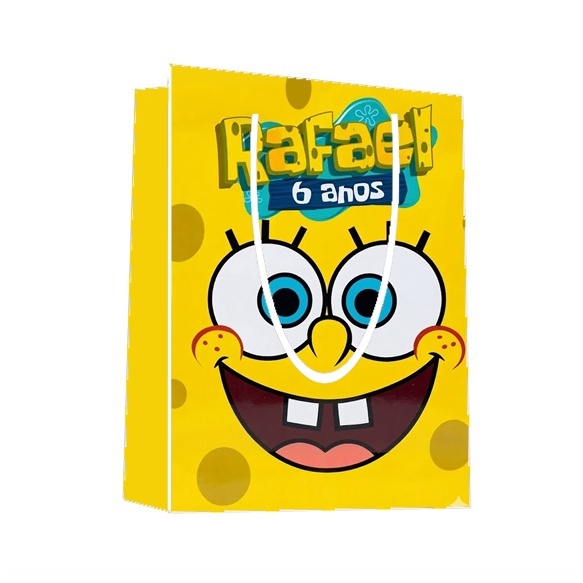 Sacolinha Bob Esponja Personalizada para Aniversário/ Lembrancinha Festa Infantil / Qualquer nome e idade
