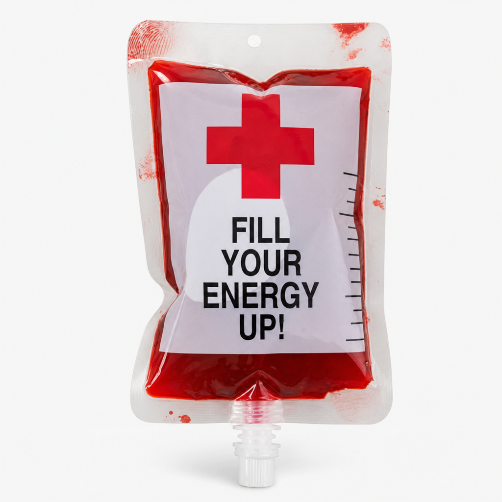 Bolsa de Sangue Falsa com Bico - 250ml - 1 Unidade - Para Bebidas Festa Halloween