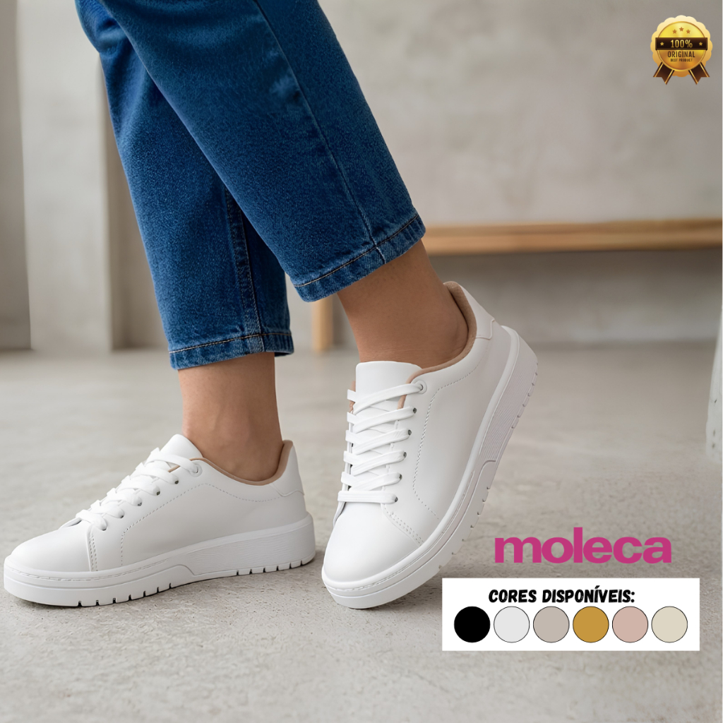 Tênis Feminino Moleca Casual Básico Lançamento Moda Confortável Leve Macio Moderno Original