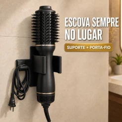 Suporte para Escova Secadora e Alisadora Rotativa de Parede com Porta-Fio | Sem Furo Organizador de Banheiro