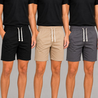 Kit Com 3 Shorts Mauricinho Slim Masculino Conforto Promoção Resistente e Macio com Cordão e Bolso Praia