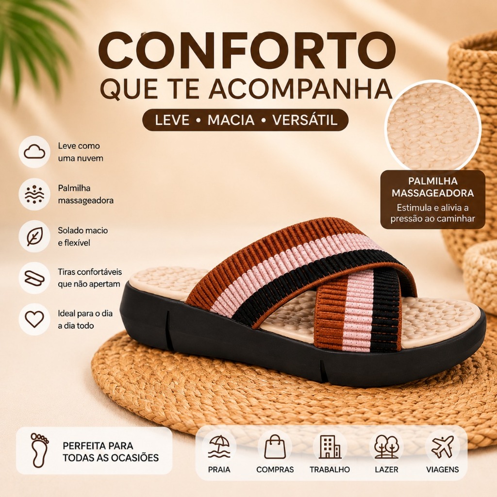 Sandalia Tamanco Feminino Massageador Ortopédico Solado Antiderrapante Para Esporao e Fascite