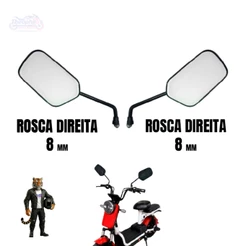 Par Espelho Retrovisor TITAN 150 Guidão Bicicleta Eletrica Mobilete Bike Motorizada Scooter 8mm