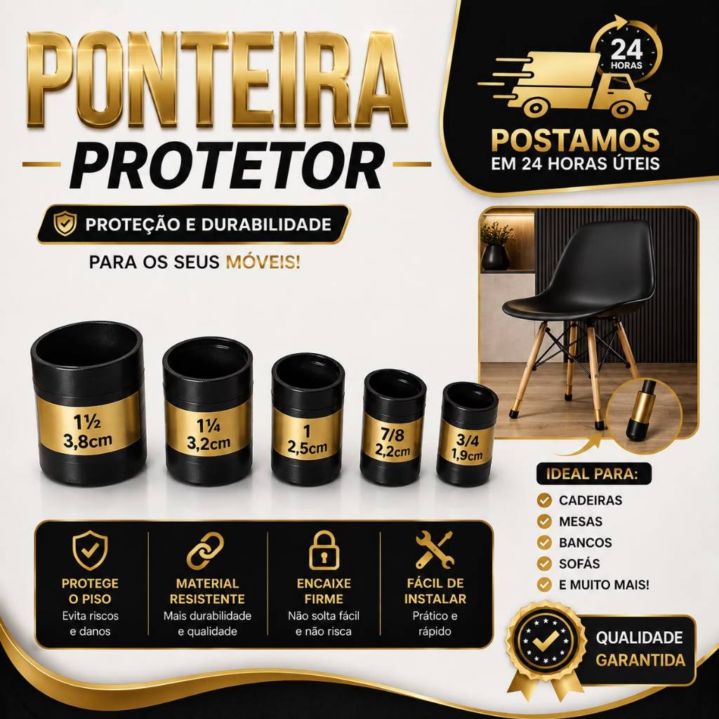 12 peças - Ponteira Protetora Pé De Cadeira Tubular Conjunto Novo
