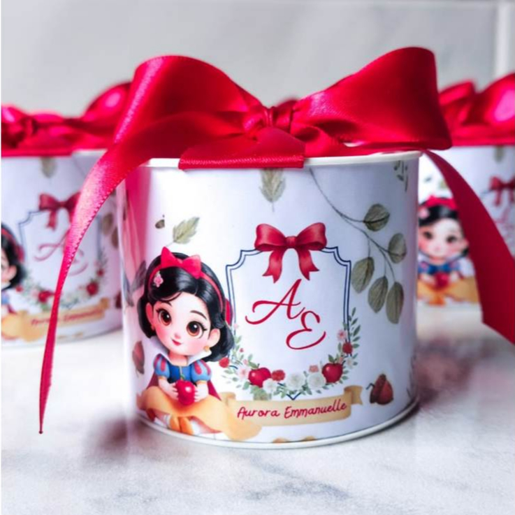 Kit 10 Tubolatas Princesas MONTADAS 10x10 c/ Laço e Tag | Lembrancinha Festa Infantil | Personalizados | Branca de Neve