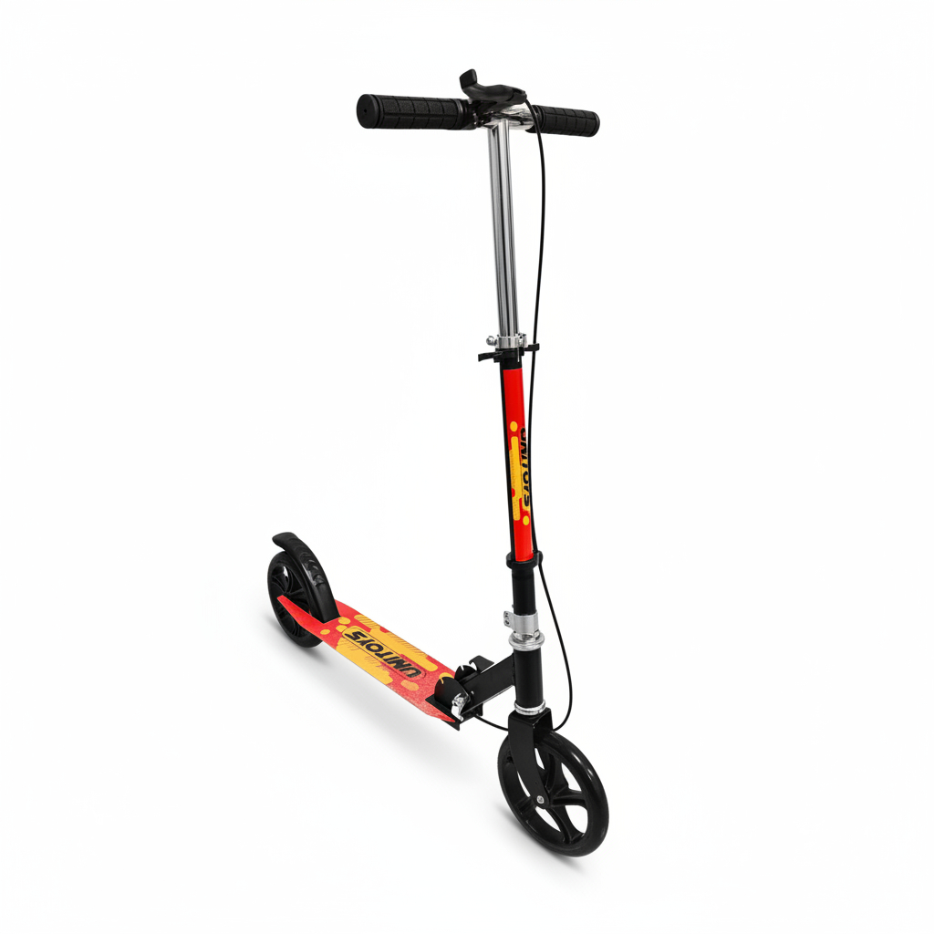 Patinete Infantil Preto Dobrável Rodas Grandes Portatil Ajustável Freio Guidão Até 70kg