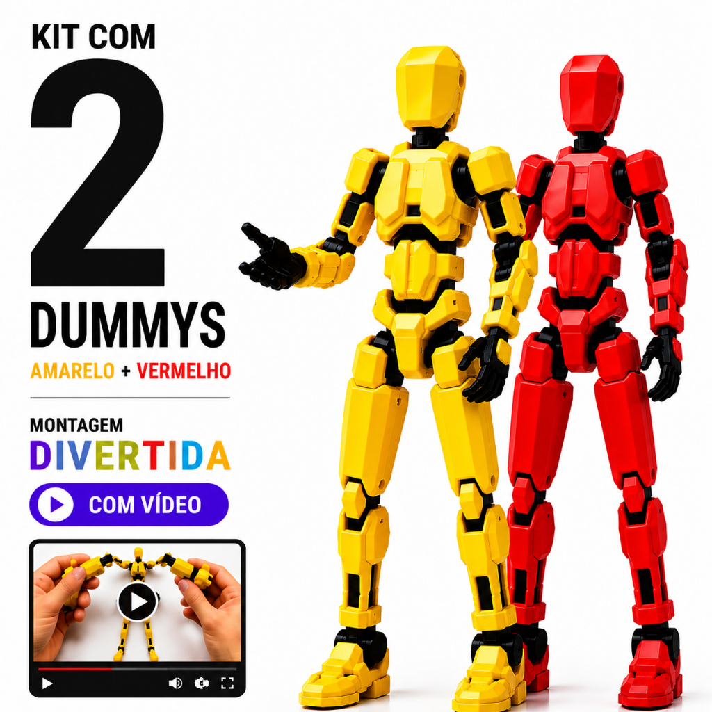 Kit 2 Boneco Articulado Dummy 13 Desmontados Brinquedo Infantil Figura Criativo Acessórios