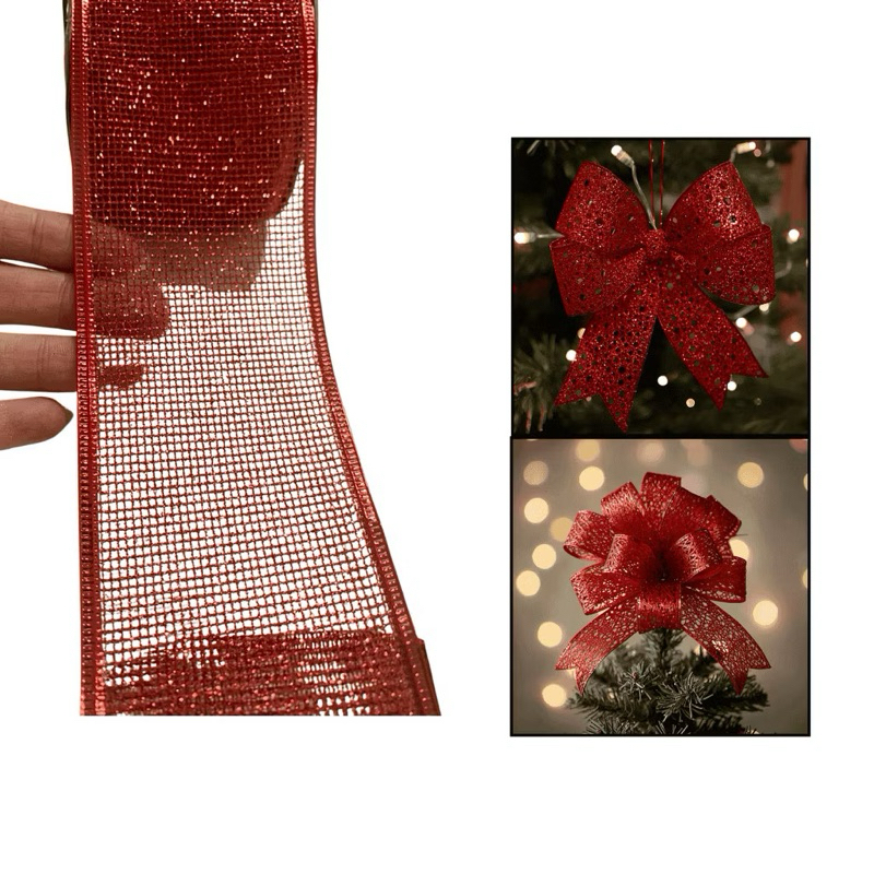 Kit 2 Fita de Natal Aramada Natalina 6,3cm x 2,7 metros Premium Escolha a Cor — imagem 2 de 2
