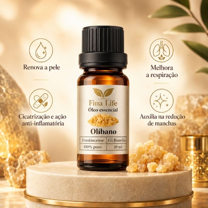 Óleo Essencial de Olíbano 10ml (Frankincense) 100% puro Fina Life | Qualidade Premium - tira manchas - melasma