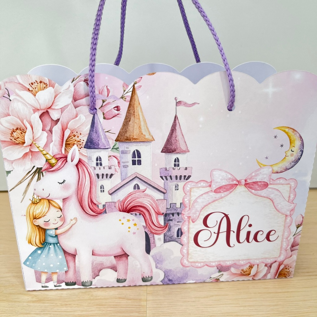 Sacolinhas Personalizadas UNICÓRNIO ENCANTADO ROSA | Lembrancinhas de Aniversário | Festa Infantil