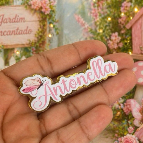 Tag/Aplique 5cm Personalizado Luxo com Camada | Tema Jardim Encantado | Ideal para Caixa Acrilica, Lembrancinhas