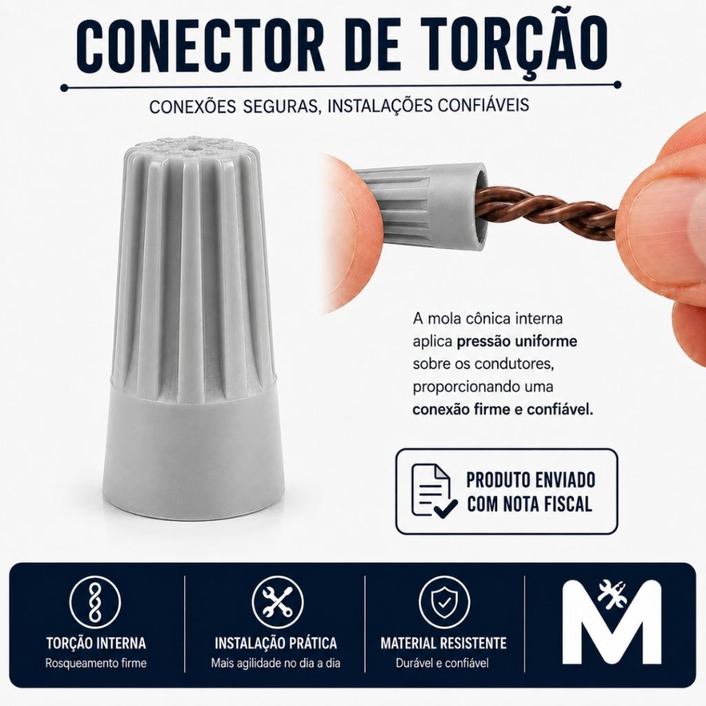 100un Conector Emenda Rápida Torção 0.5 Á 2.5mm Cinza Terminal de Rosca — imagem 2 de 2