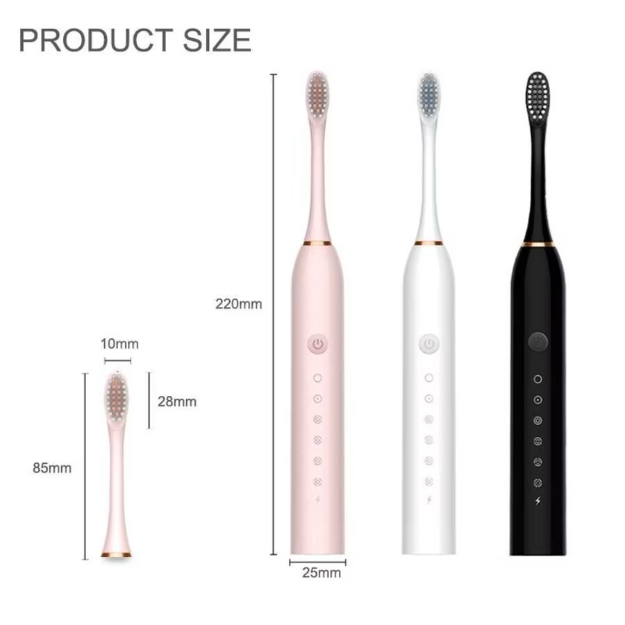 Kit Escova de Dente Elétrica 2/1 Unidades | IPX7 À Prova dÁgua + 7 Modos + 8/4 Cabeças | Recarregável Portátil para Casa
