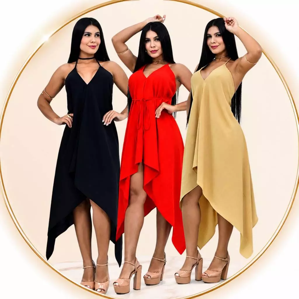 Vestido Casual Envelope Feminino Multiformas Básico Bico Pontas Roupa Amarrar Moda Super Fashion — imagem 1