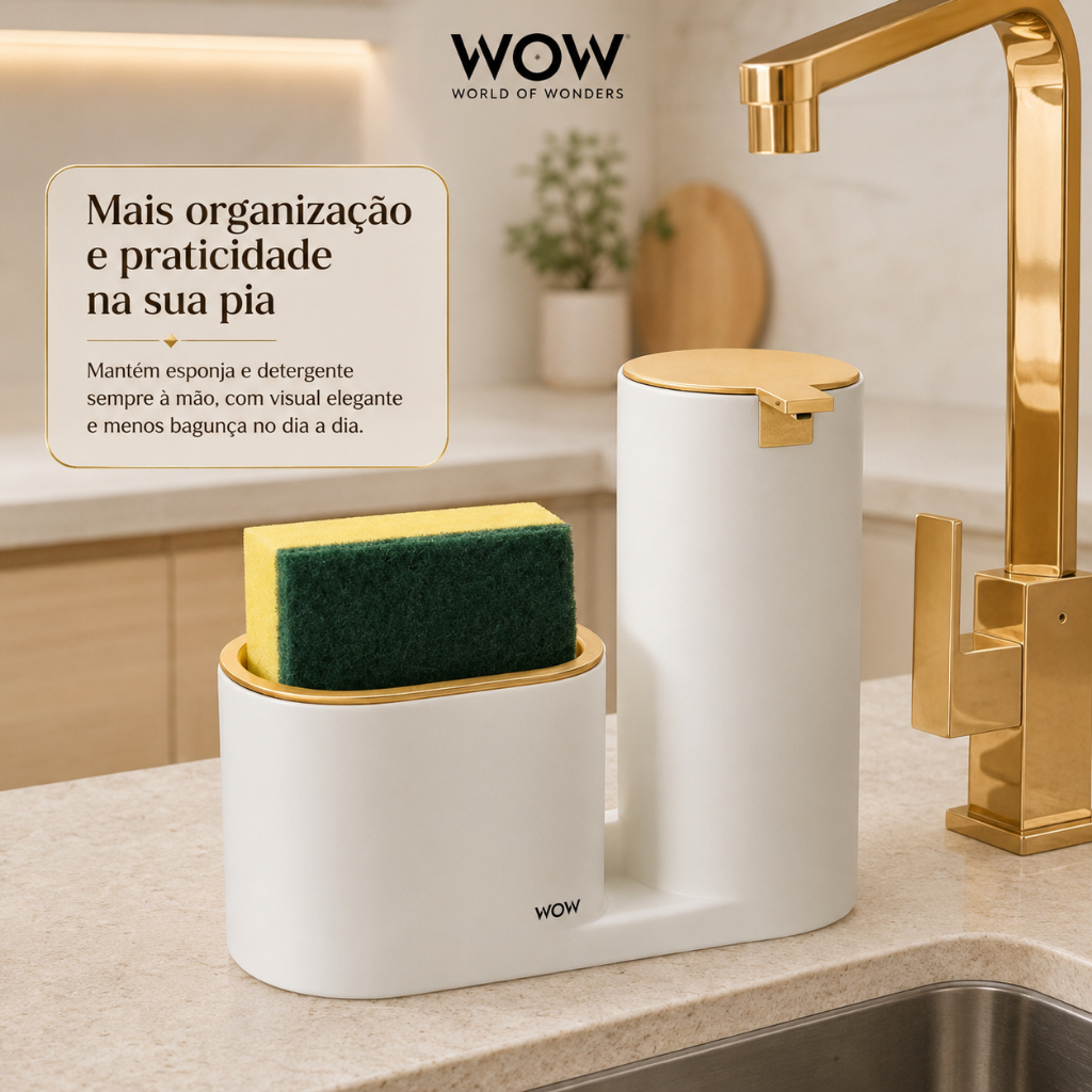 Dispenser Porta Detergente e Bucha Luxo Cozinha · foto 2