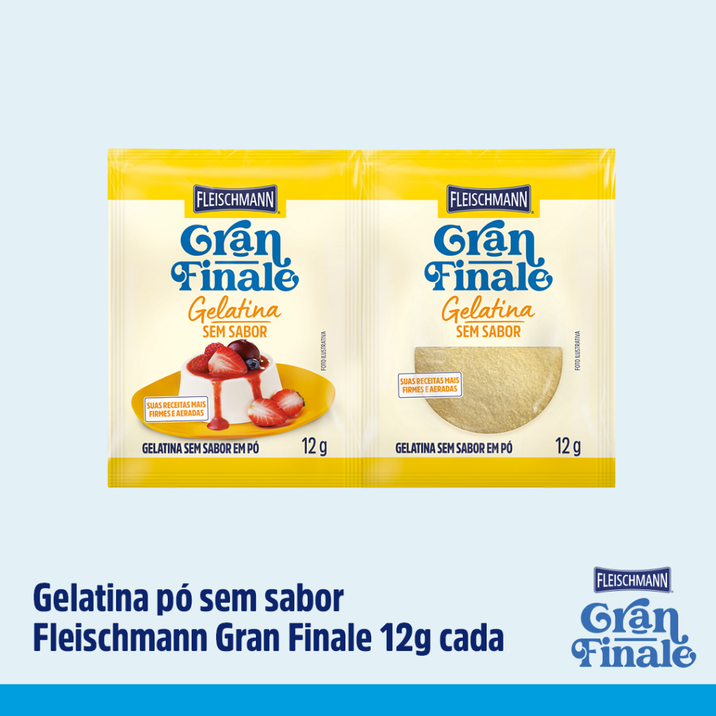 Gelatina em Pó Sem Sabor Fleischmann 2 Sachês de 12g Total 24g