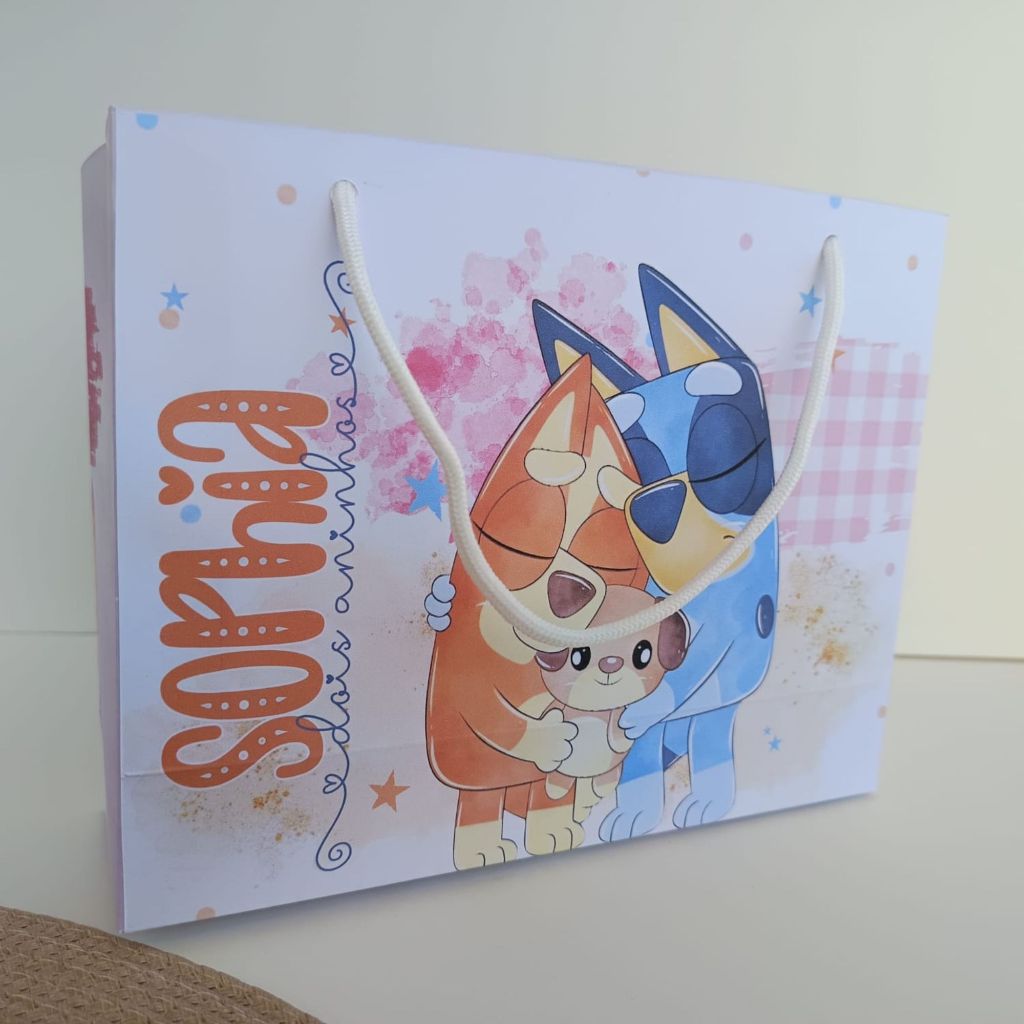 Sacolinha Surpresa Bluey Personalizada Pegue e Monte – Lembrancinha Festa Infantil de Luxo (Papel Premium)