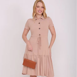 Vestido Feminino Tradicional Moda Evangélica Botão Plus Size Casual Cristão