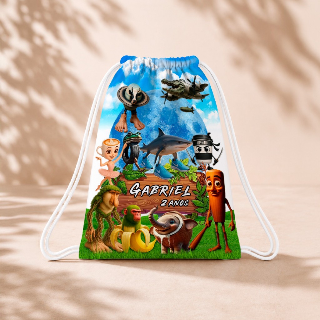 10 Mochila Personalizada Infantil 18x26 Sacolinhas Surpresa Festa Aniversário Lembrancinha Brainrot Brain Rot