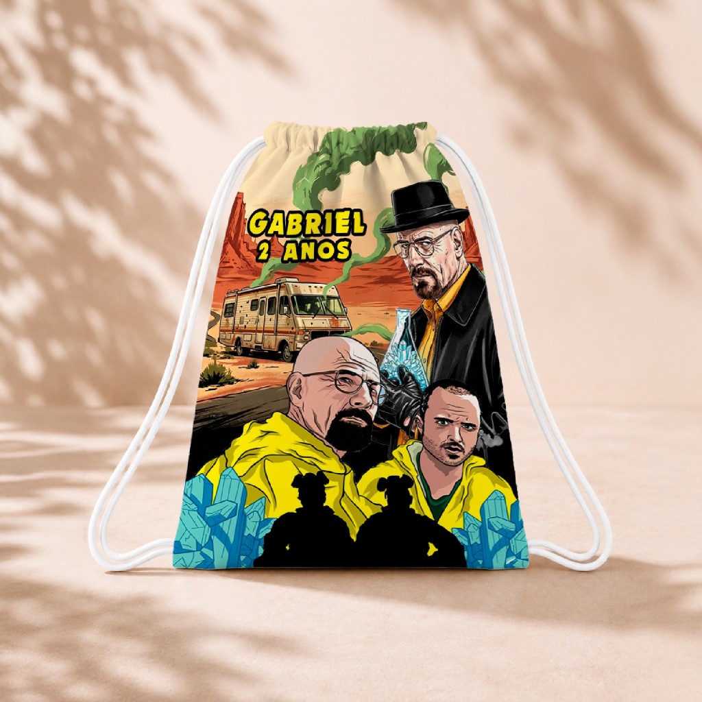 10 Mochila Personalizada Infantil 18x26 Sacolinhas Surpresa Festa Aniversário Lembrancinha Breaking Bad