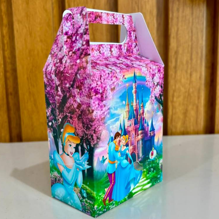 Caixinha Maleta Cinderela Personalizada Lembrancinha Festa Infantil Kit 5 a 30 Unidades
