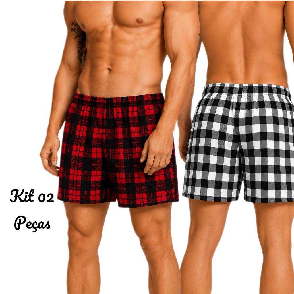 Samba Canção Kit 02 Peças Masculino Pijama Poliéster Macio Confortável Soltinho Premium