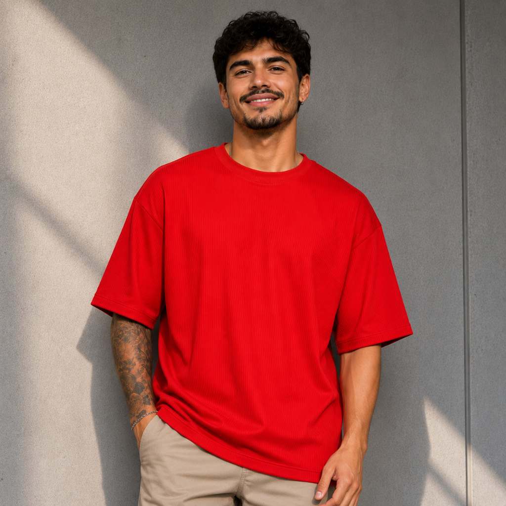 Camiseta Oversized Masculina Ribana Canelada Básica Premium Confortável Qualidade Moda Streetwear Tendência Moderno
