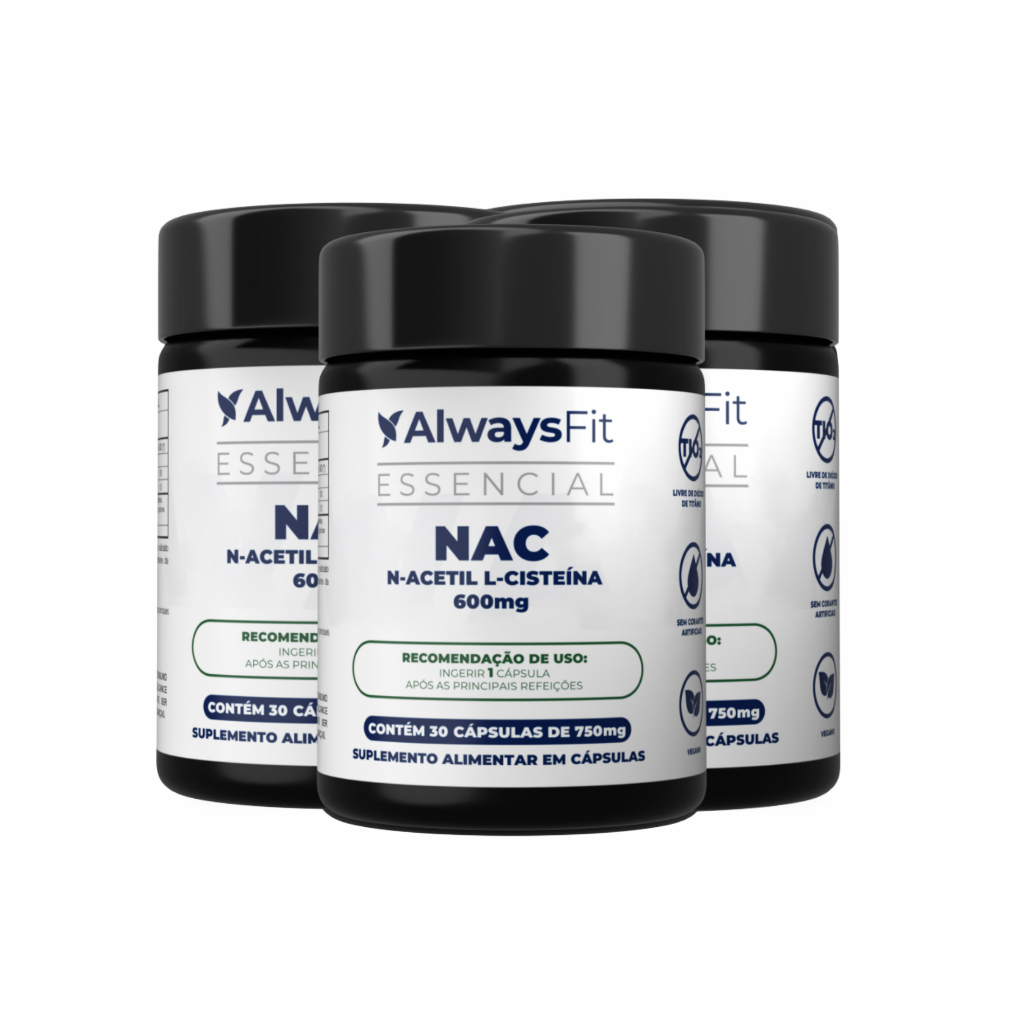 N-Acetil L-Cisteína NAC - 600mg - Precursor da Glutationa - 30 Cápsulas - 3 Unidades