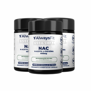 N-Acetil L-Cisteína NAC - 600mg - Precursor da Glutationa - 30 Cápsulas - 3 Unidades