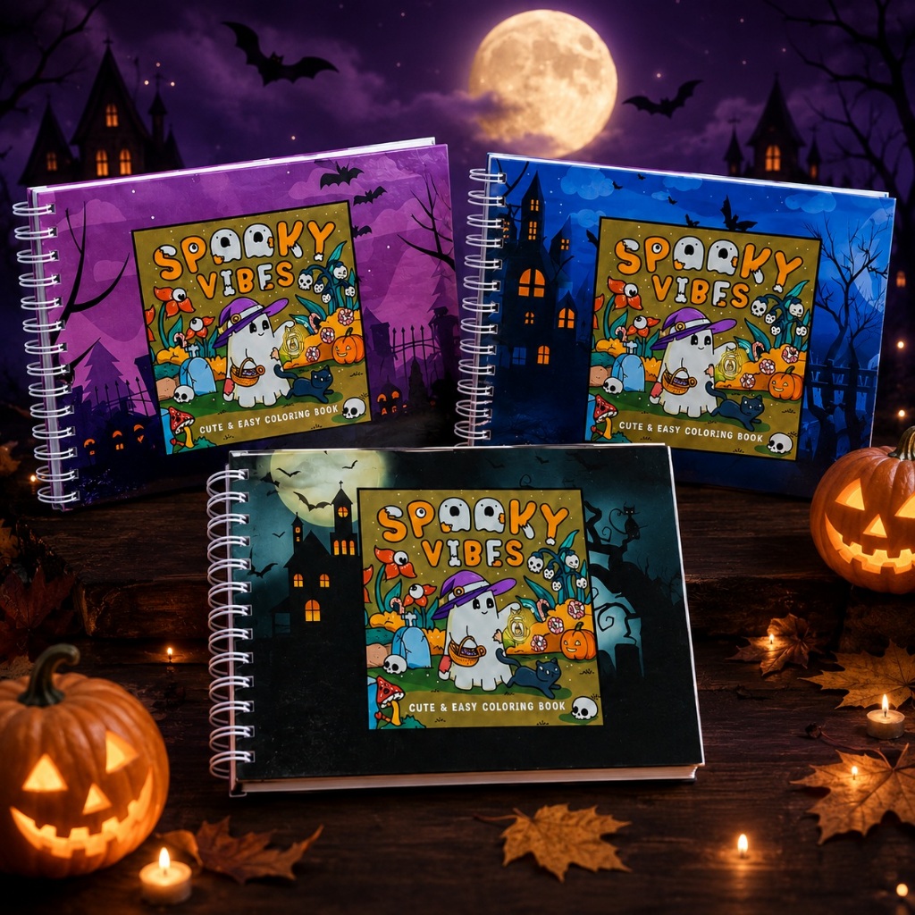 Livro de Colorir Halloween A5 Capa Dura 50 Folhas Grossas com Acetato com ou sem Nome
