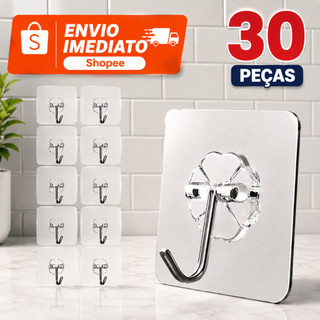 Kit 10/20/30  Ganchos Adesivo Para Parede Cozinha Banheiro Transparente Organizador Multi Funcional