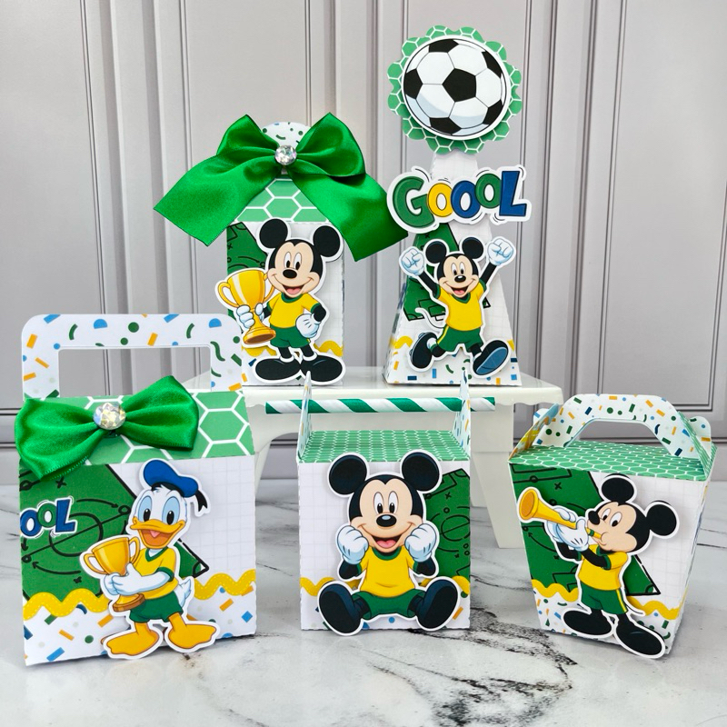 Kit Festa Personalizados MICKEY JOGADOR DE FUTEBOL | Caixinhas Personalizadas | Lembrancinhas | Festa Infantil