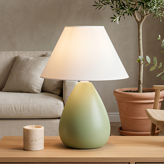Abajur De Cerâmica Luminaria Verde Pistache Tendencia Para Decoração De Quarto Sala E Escritório