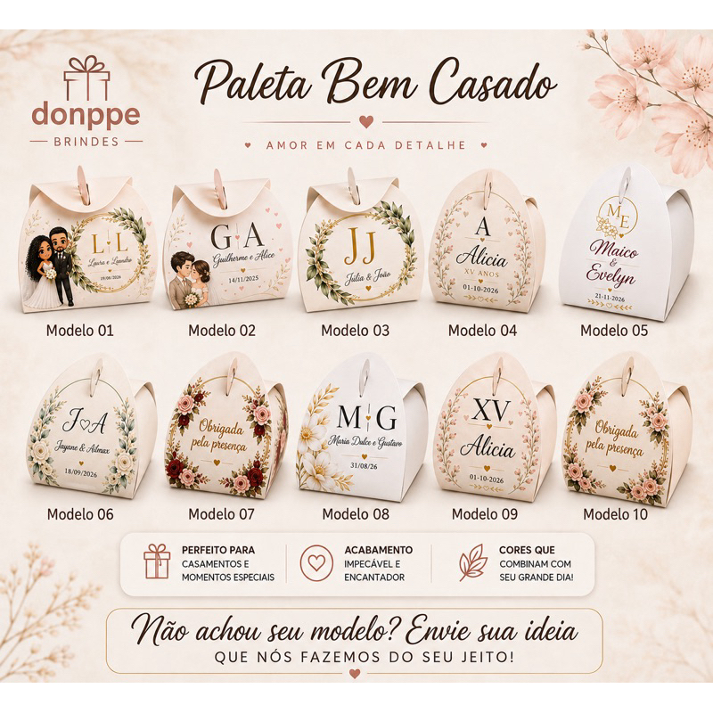 50 Caixas Bem casado mini Maleta Luxo Personalizada Brilhante para Casamento Batizado