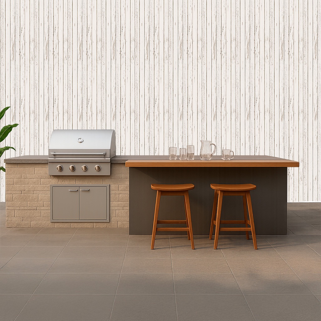 Papel de Parede Para Quarto Adesivo Vinilico Lavável Decoração Ripas de Madeira Branco Rústica 3D