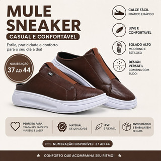 Mule Sneaker Masculino Casual Confortável Slip On Solado Alto Chunky Moderno