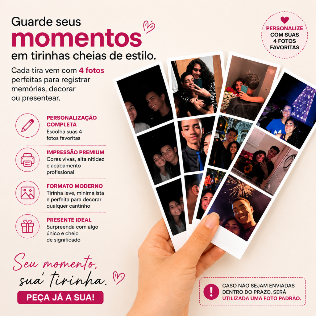 Kit Tirinhas 24 Unidades Adesivas ou Com Ima - Com suas Fotos - Alta Qualidade - Envio Rápido
