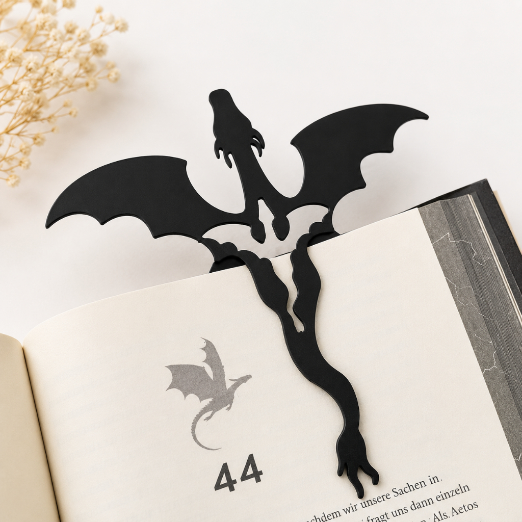 Marcador de Página Dragão Preto Fourth Wing Fantasia Livro Bookmark Leitores