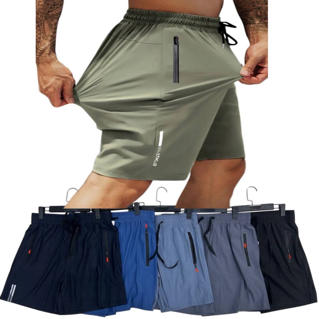 Bermuda Praia seca rapido bolsos ziper shorts masculino poliamida importado