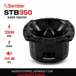 SUPER TWEETER BOMBER STB350 100W RMS 8 OHMS 104DB SPL SOM AUTOMOTIVO PAREDÃO ALTA POTÊNCIA AGUDOS