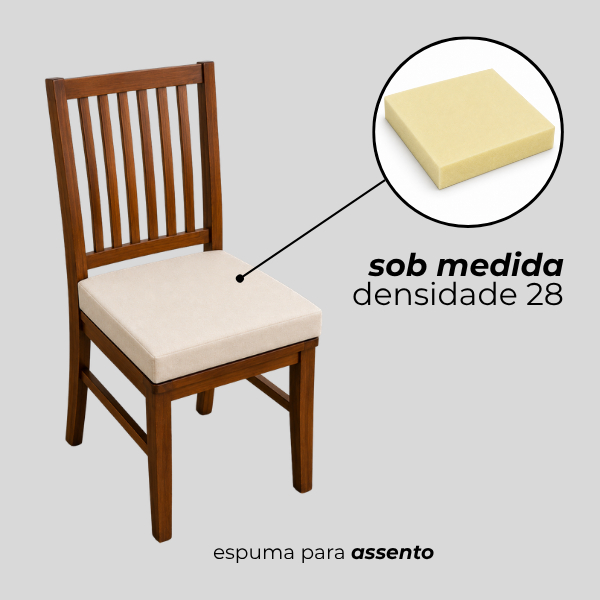 Espuma Sob Medida para Assento de Cadeira D28 4cm Selada Confortável Tapeçaria