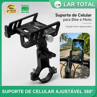 Suporte de Celular para Guidão em Alumínio Articulado 360° para Moto, Bicicleta e Patinete Elétrico