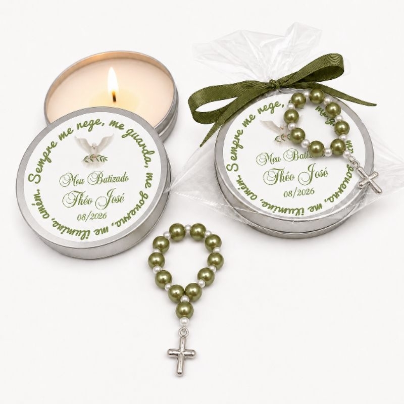 25 lembrancinhas velas aromática + tercinho. batizado, crisma , primeira eucaristia e comunhão,  eventos religiosos