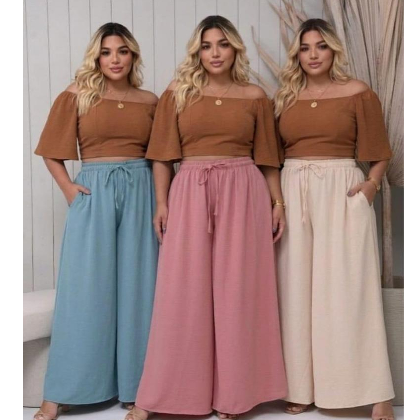Calça Pantalona Plus Size Feminina Elegante Tendência Moda Blogueira 2026