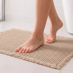 Tapete Banheiro Waffle Saída de Box Absorvente Macio Confortável Antiderrapante Kapazi 50x80cm