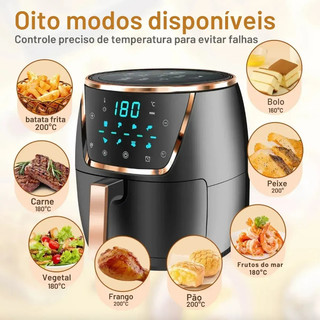 Fritadeira a Ar Air Fryer Digital 220V 1700W Painel Touch Controle de Temperatura e Timer